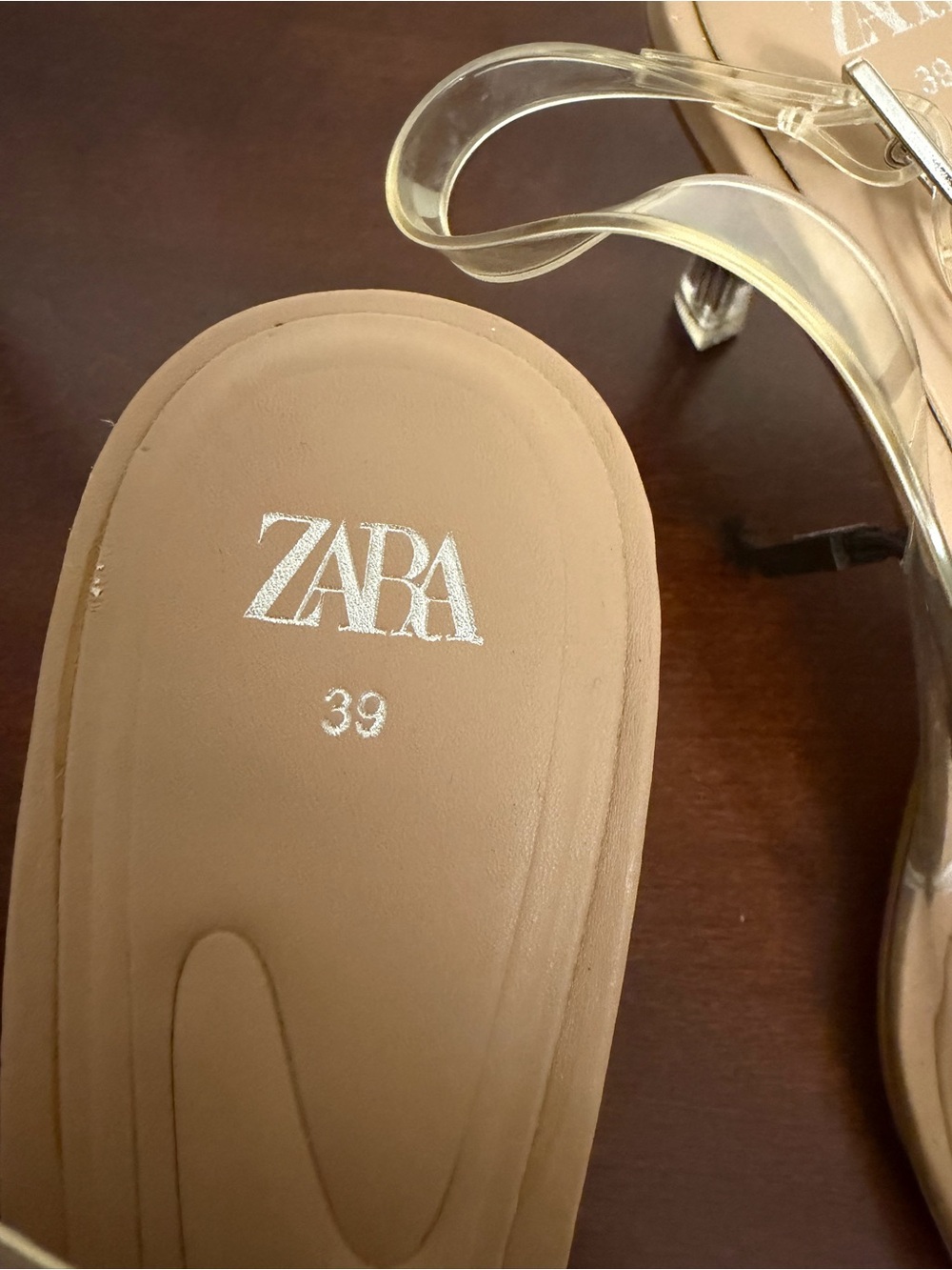 Zara Clear Vinyl Rhinestone Pointed Toe Slingback Kitten Heels US 8 NWT - Picture 10 of 12